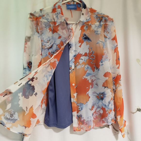 SimplyVera by Vera Wang Patterned Blouse with Tank - Picture 3 of 4